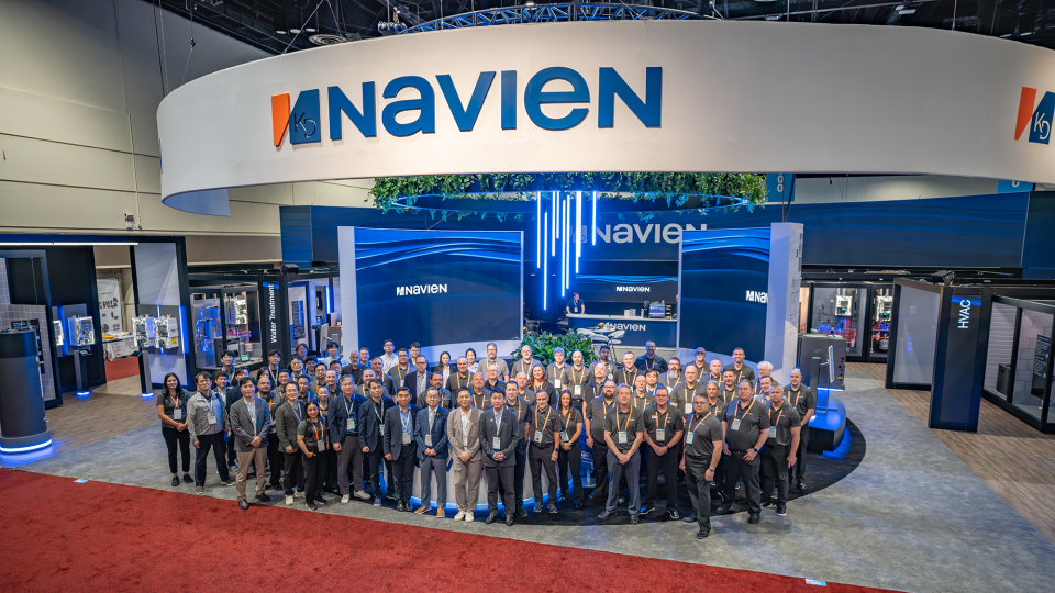 Navien Team in Front of New Booth at AHR 2025